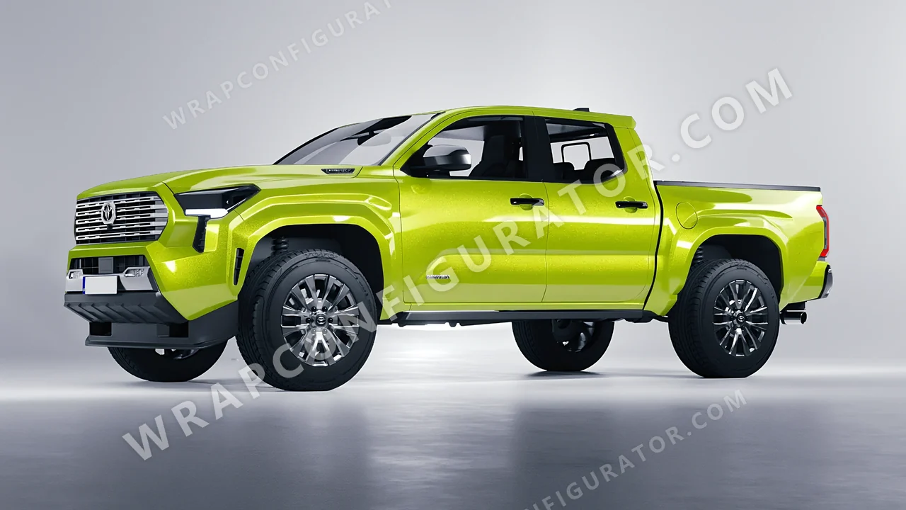 Green Toyota Tacoma 2024 wrapped in KPMF Dynamic Lime K75454