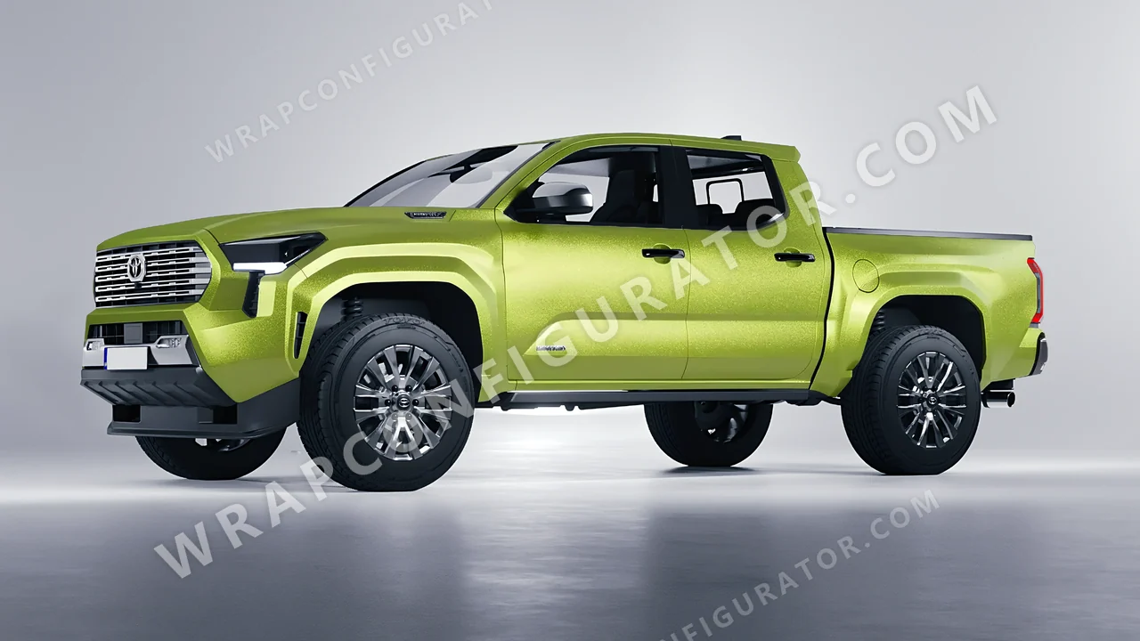 Green Toyota Tacoma 2024 wrapped in KPMF Matt Dynamic Lime K75503