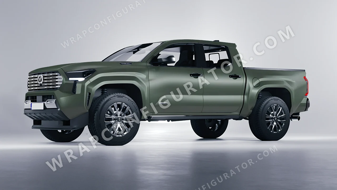 Green Toyota Tacoma 2024 wrapped in KPMF Matt Platinum Dark Sage K75560