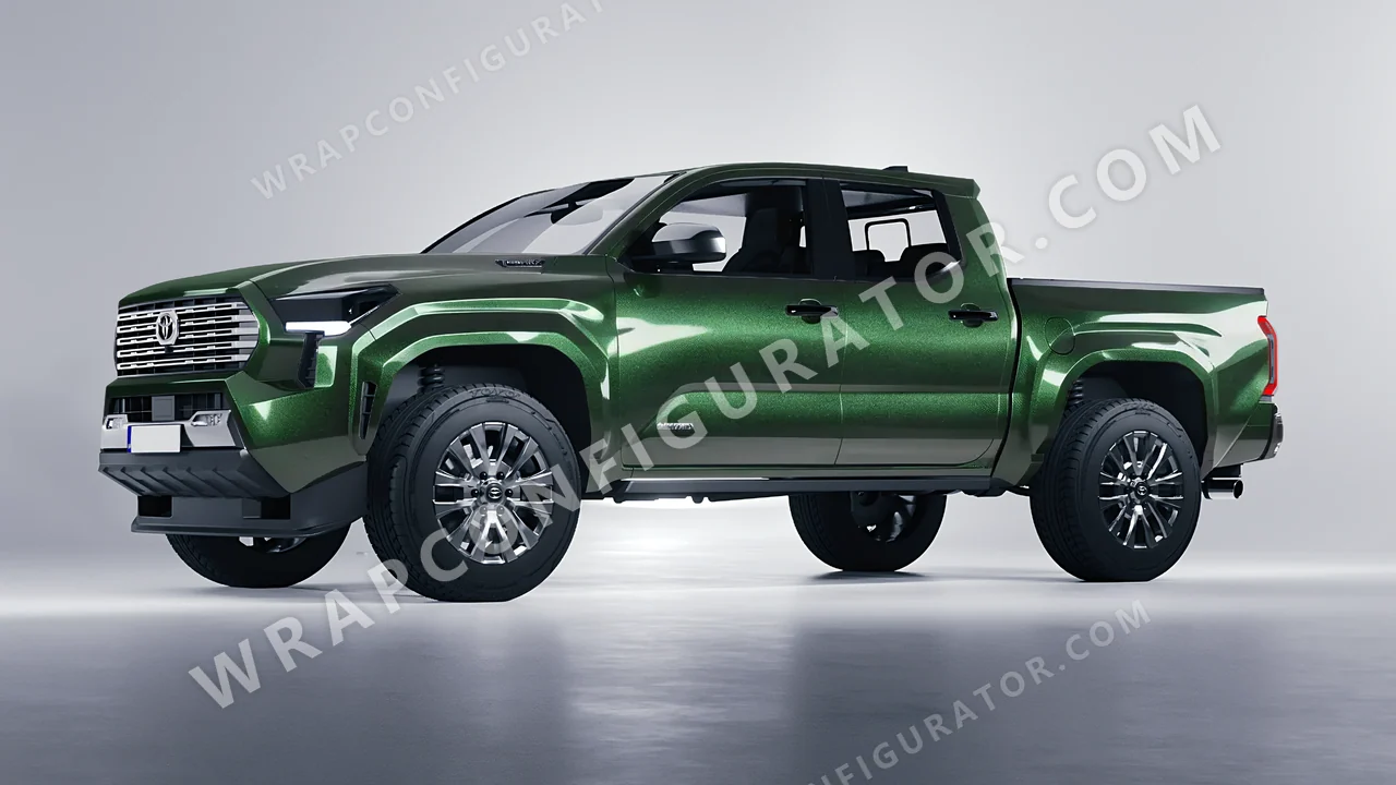 Green Toyota Tacoma 2024 wrapped in ORACAL Fir Green 970RA-677G