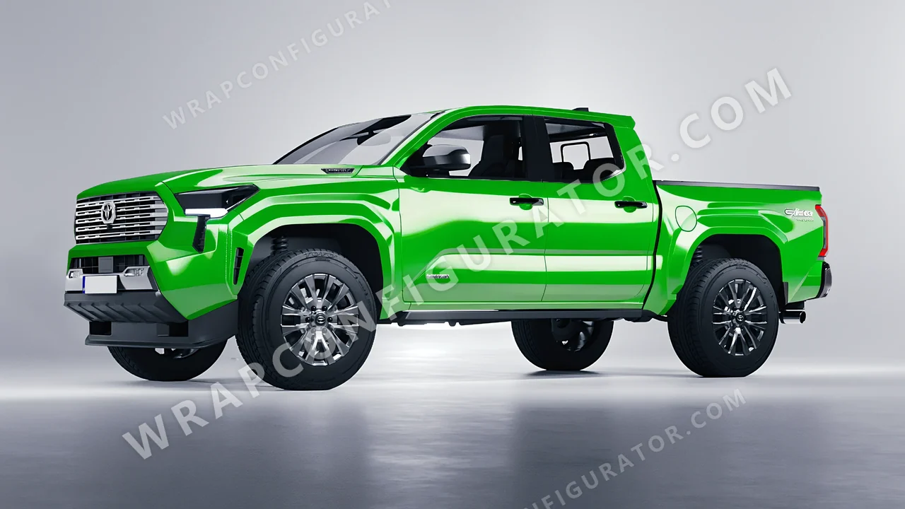 Green Toyota Tacoma 2024 wrapped in ORACAL Lawn Green 970RA-464G