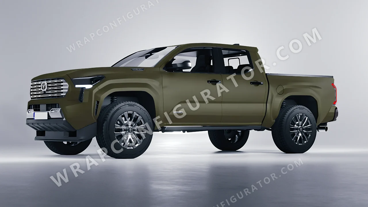 Green Toyota Tacoma 2024 wrapped in ORACAL Nato Olive 970RA-285M