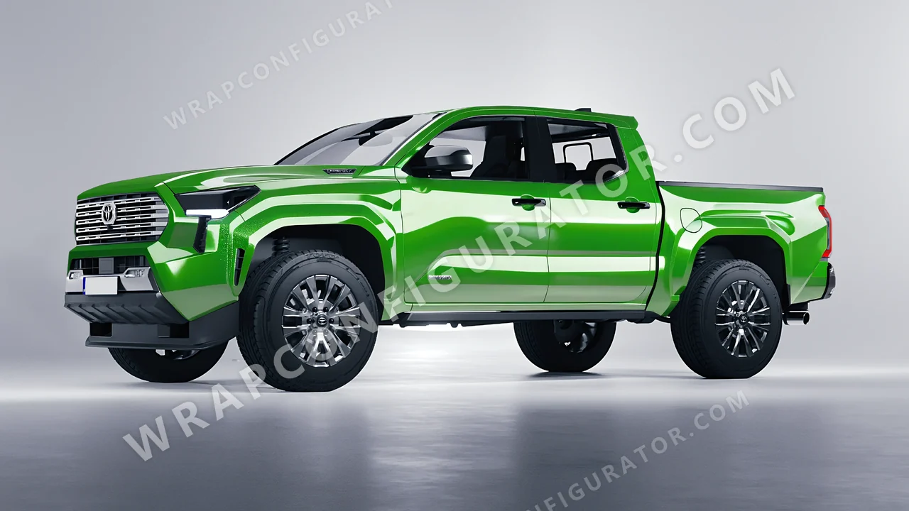 Green Toyota Tacoma 2024 wrapped in ORACAL Tree Green 970RA-486G