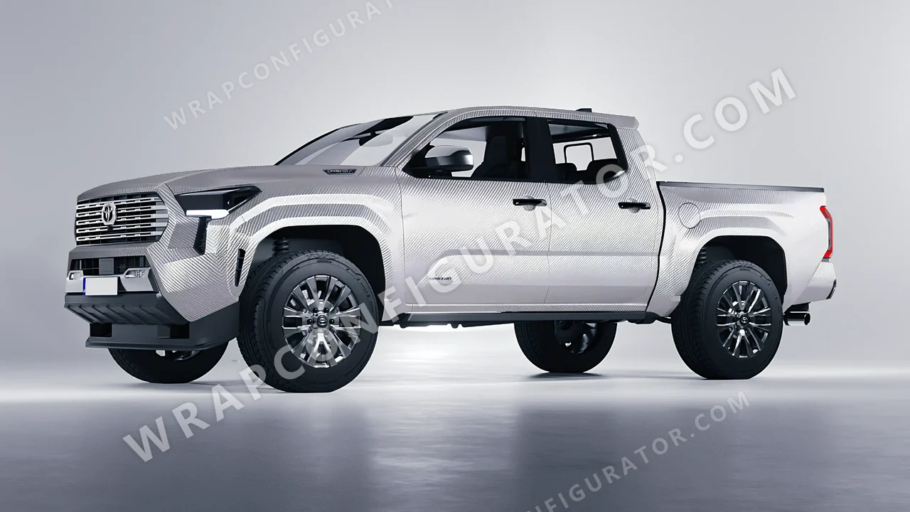 Grey Toyota Tacoma 2024 wrapped in 3M Carbon Fiber Anthracite CFS201