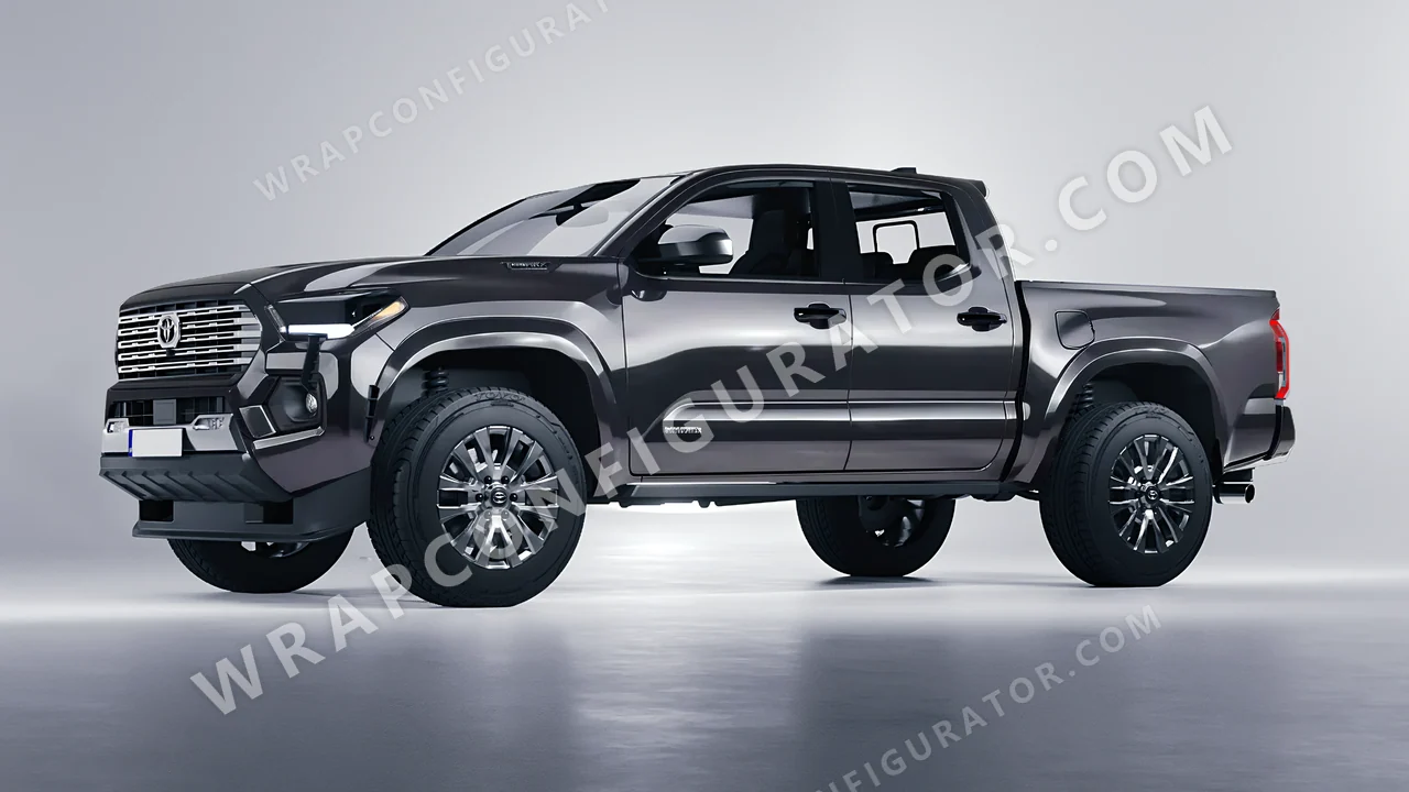Grey Toyota Tacoma 2024 wrapped in 3M Gloss Anthracite G201