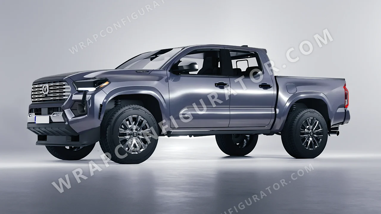 Grey Toyota Tacoma 2024 wrapped in 3M Gloss Glacier Gray GP291