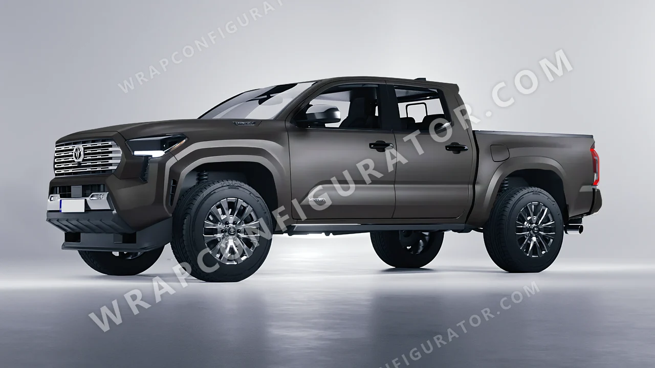 Grey Toyota Tacoma 2024 wrapped in 3M Matte Charcoal Metallic M211