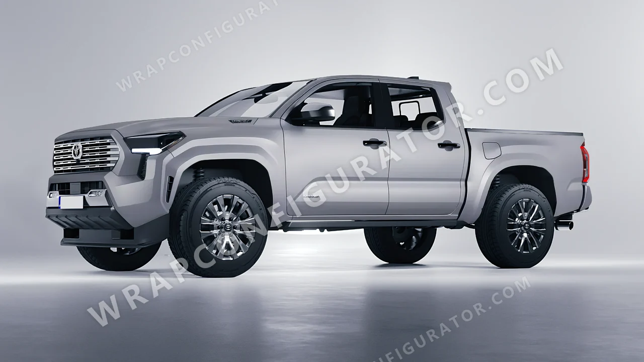 Grey Toyota Tacoma 2024 wrapped in 3M Matte Gray Aluminum M230