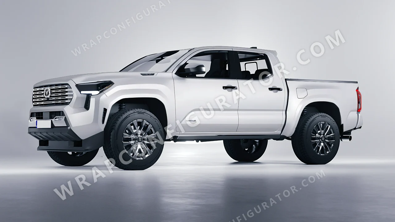 Grey Toyota Tacoma 2024 wrapped in 3M Matte Silver M21
