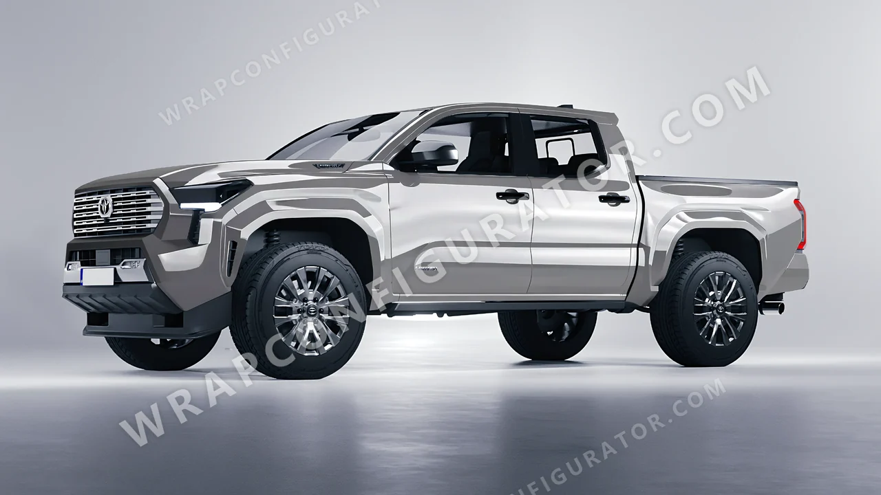 Grey Toyota Tacoma 2024 wrapped in 3M Nardo Gray HG61