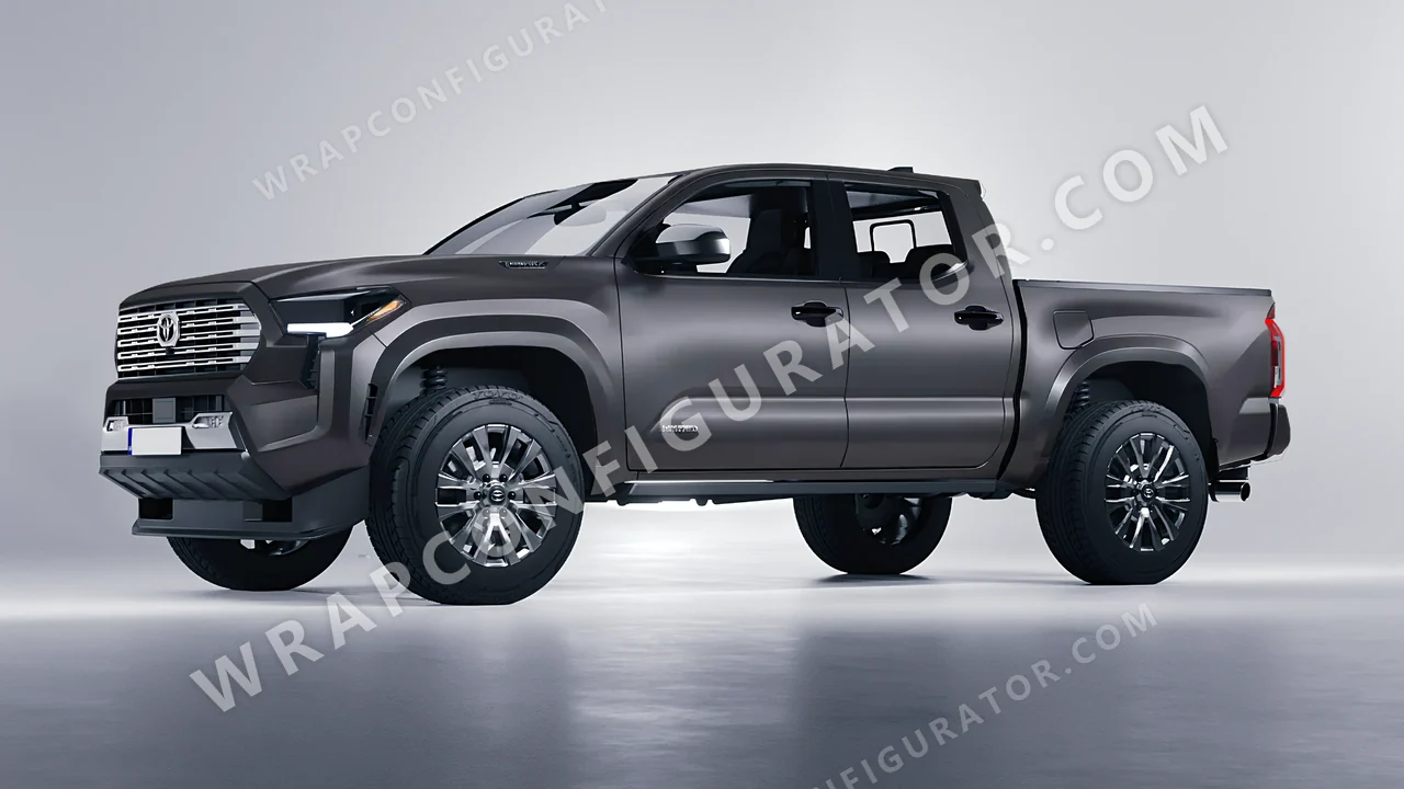 Grey Toyota Tacoma 2024 wrapped in 3M Satin Dark Gray S261