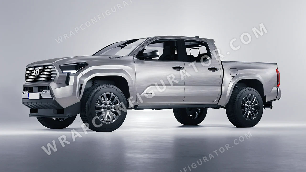 Grey Toyota Tacoma 2024 wrapped in Avery Dennison Brushed Titanium SW900-802-X