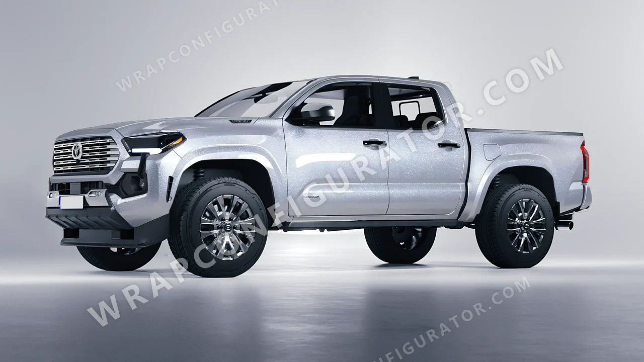 Grey Toyota Tacoma 2024 wrapped in Avery Dennison Quick Silver SW900-816-M