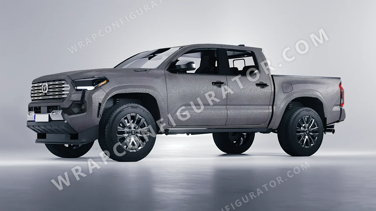 Grey Toyota Tacoma 2024 wrapped in Avery Dennison Rugged Bedrock Grey SW900-824-X
