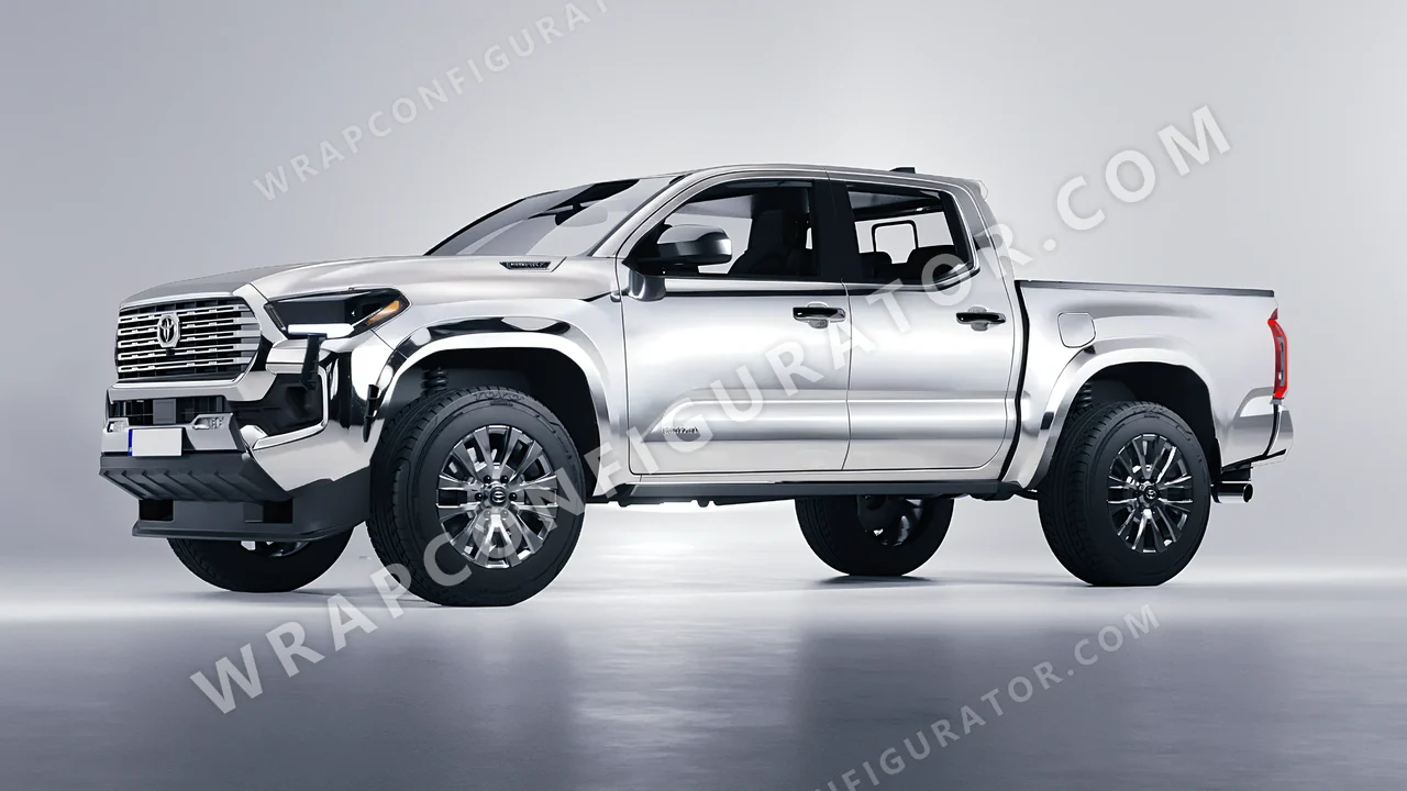 Grey Toyota Tacoma 2024 wrapped in Avery Dennison Silver SF100-843-S
