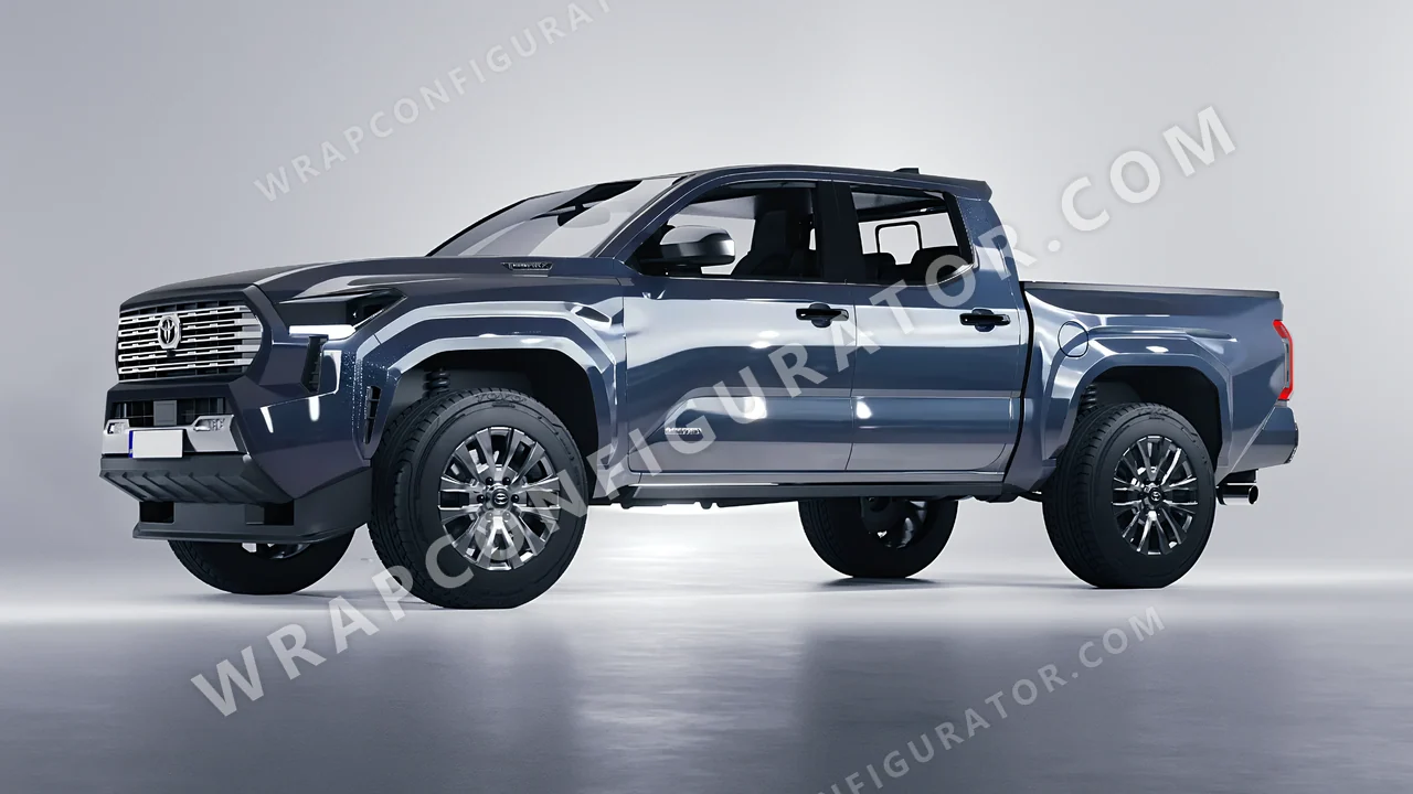 Grey Toyota Tacoma 2024 wrapped in Inozetek Dynamic PPF Blue Graphite Grey DPPF927