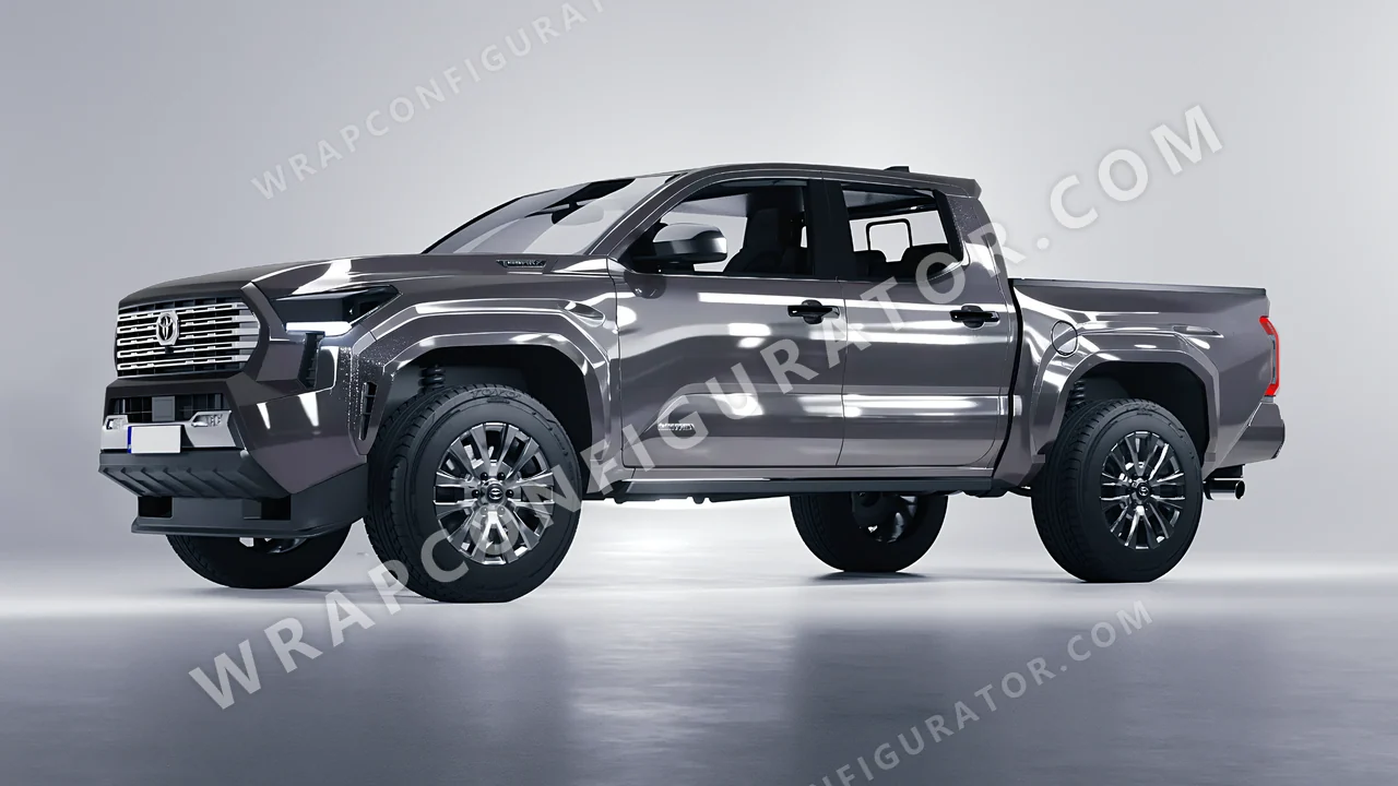 Grey Toyota Tacoma 2024 wrapped in Inozetek Dynamic PPF Falcon Grey DPPF905