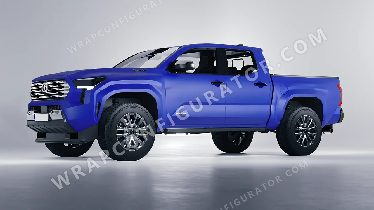 Grey Toyota Tacoma 2024 wrapped in KPMF Matt Iced Blue Titanium K75505