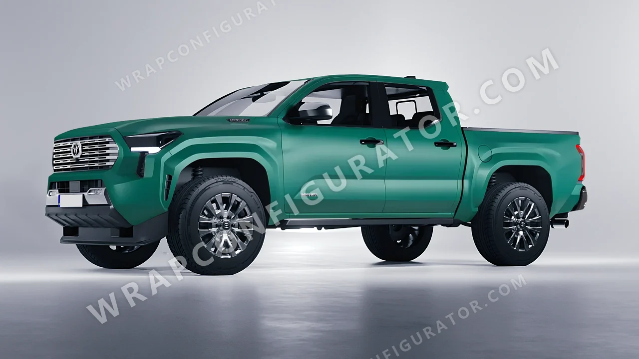 Grey Toyota Tacoma 2024 wrapped in KPMF Matt Iced Green Titanium K75507