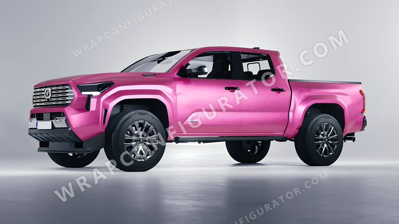 Grey Toyota Tacoma 2024 wrapped in KPMF Matt Iced Pink Titanium K75504