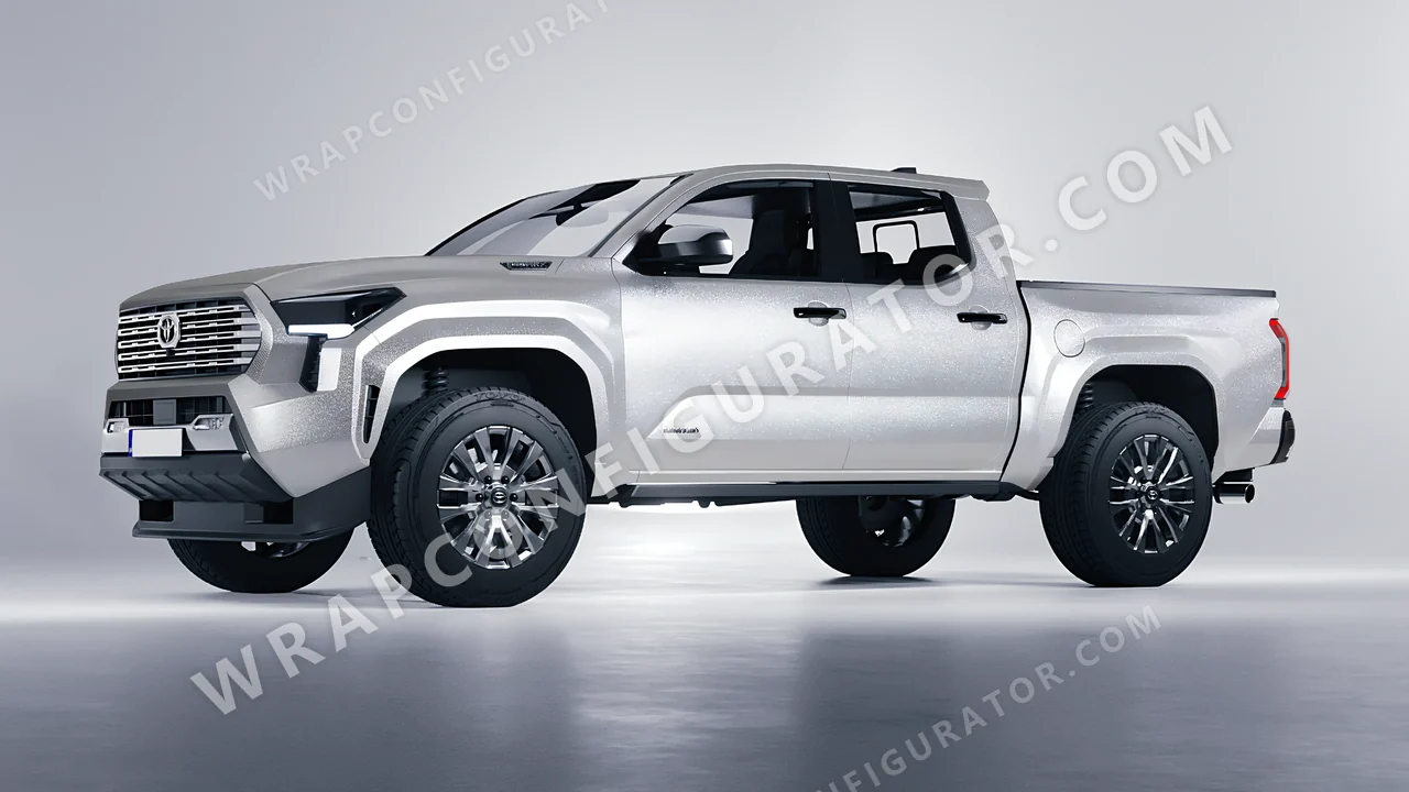 Grey Toyota Tacoma 2024 wrapped in KPMF Matt Iced Silver Titanium K75501