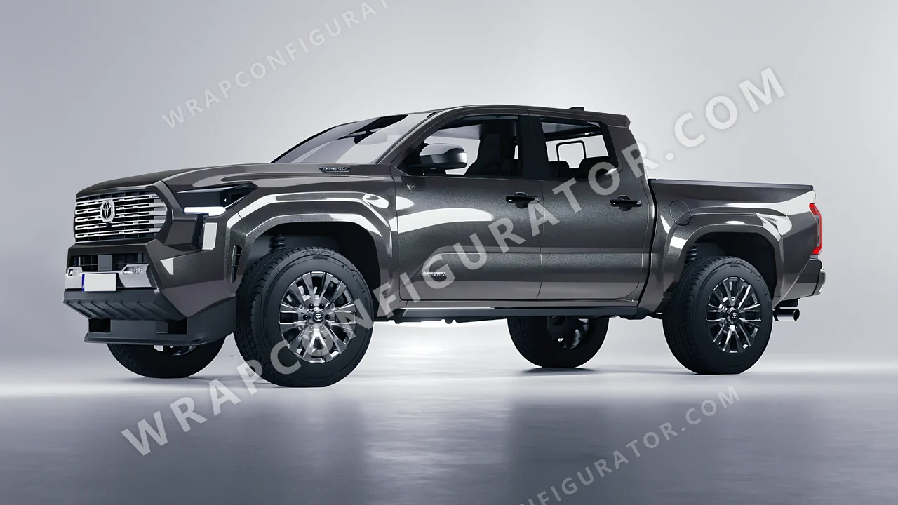 Grey Toyota Tacoma 2024 wrapped in ORACAL Charcoal 970RA-937G