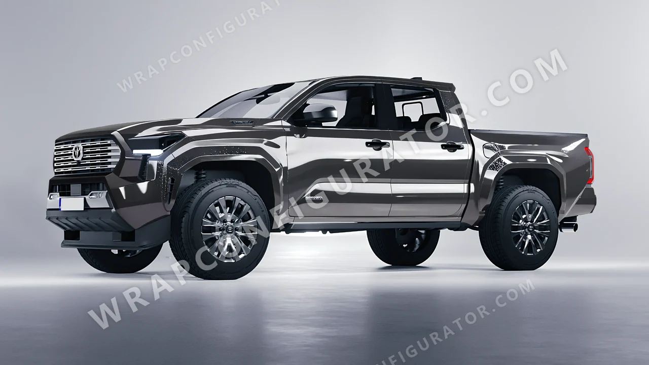 Grey Toyota Tacoma 2024 wrapped in ORACAL Dark Grey 970RA-073G
