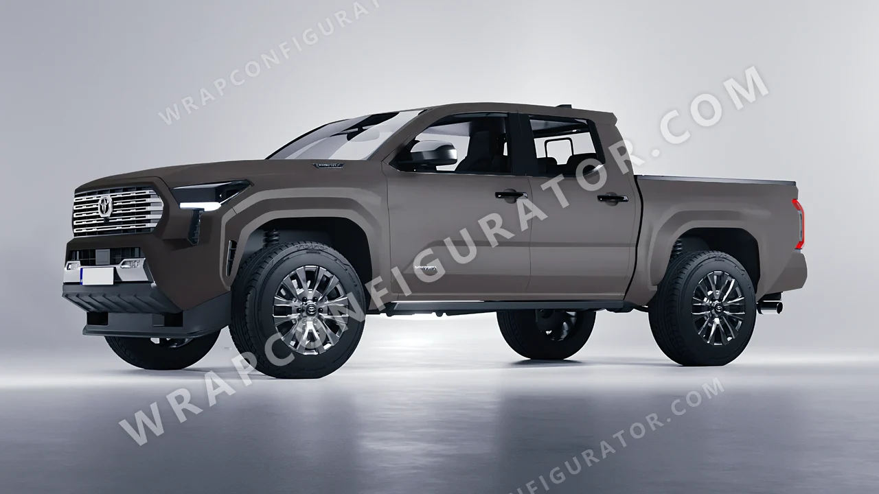 Grey Toyota Tacoma 2024 wrapped in ORACAL Dark Grey 970RA-073M