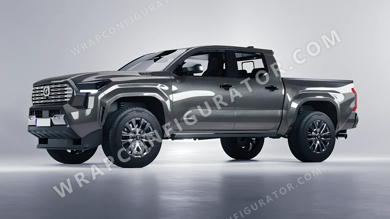 Grey Toyota Tacoma 2024 wrapped in ORACAL Graphite 970RA-932G
