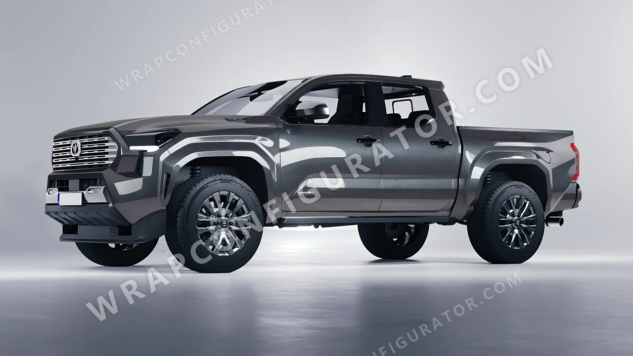 Grey Toyota Tacoma 2024 wrapped in ORACAL Steel 970RA-795G