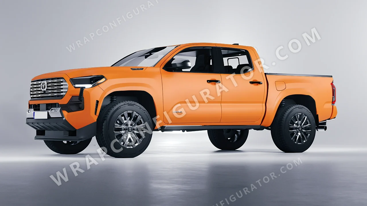 Orange Toyota Tacoma 2024 wrapped in 3M Matte Orange M54