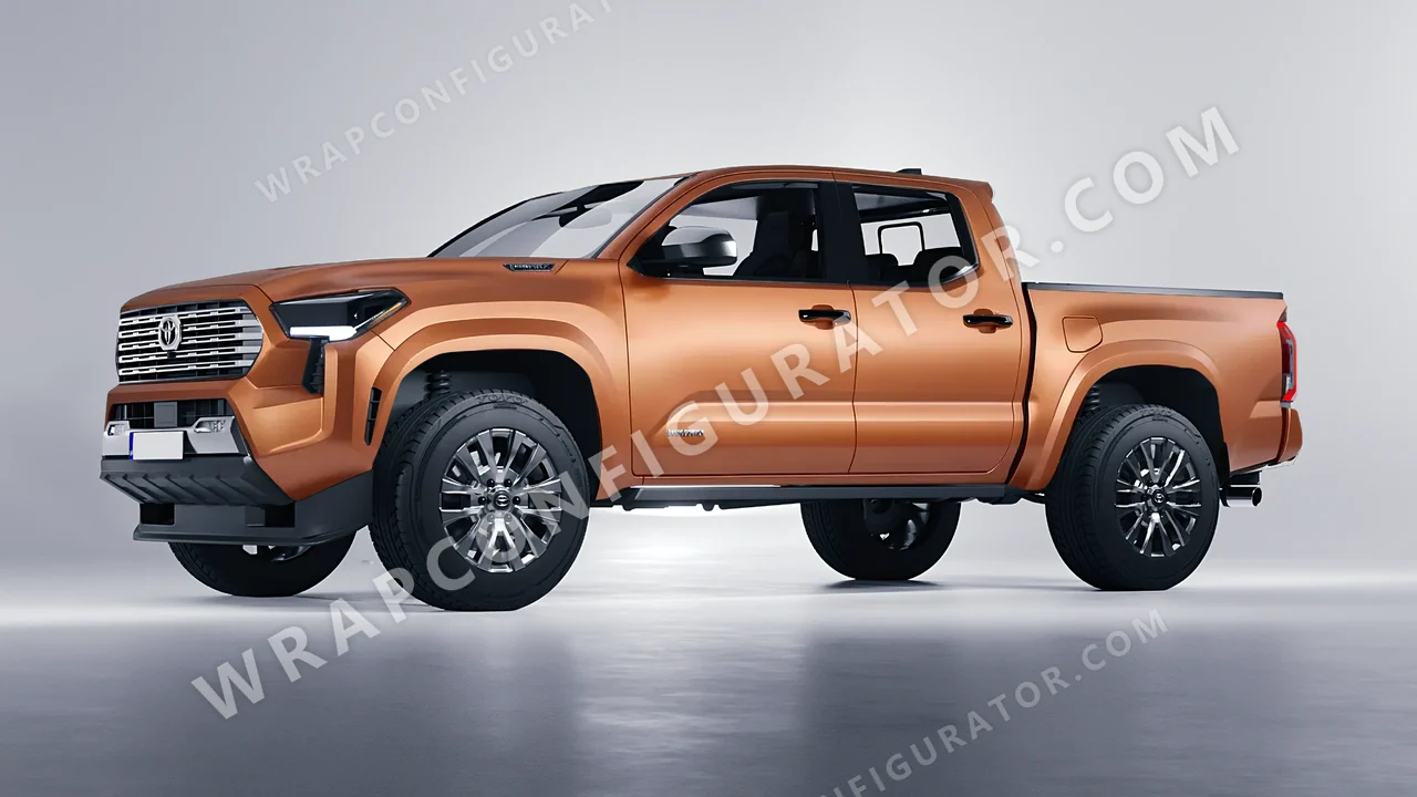 Orange Toyota Tacoma 2024 wrapped in 3M Satin Canyon Copper S344