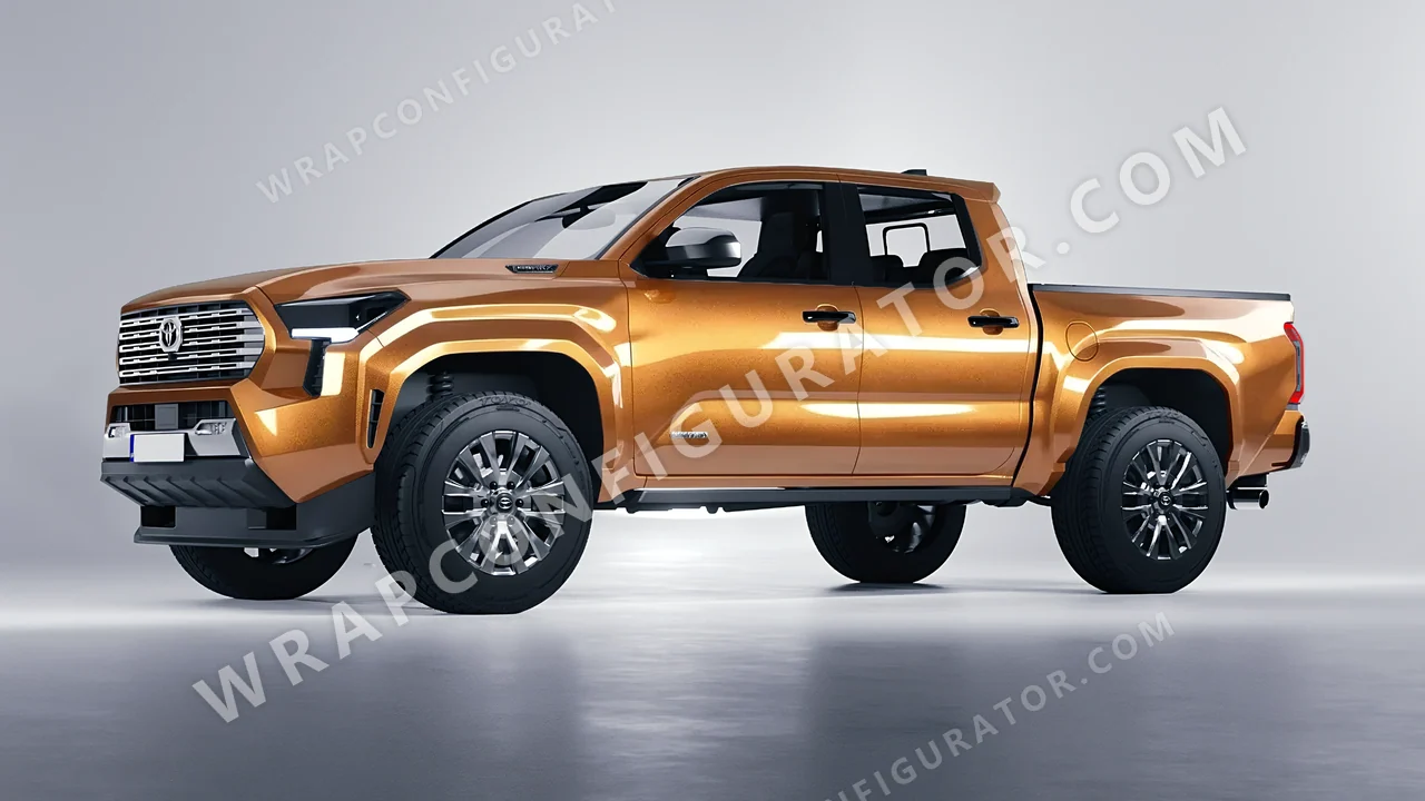Orange Toyota Tacoma 2024 wrapped in ORACAL Bronze 970RA-920G
