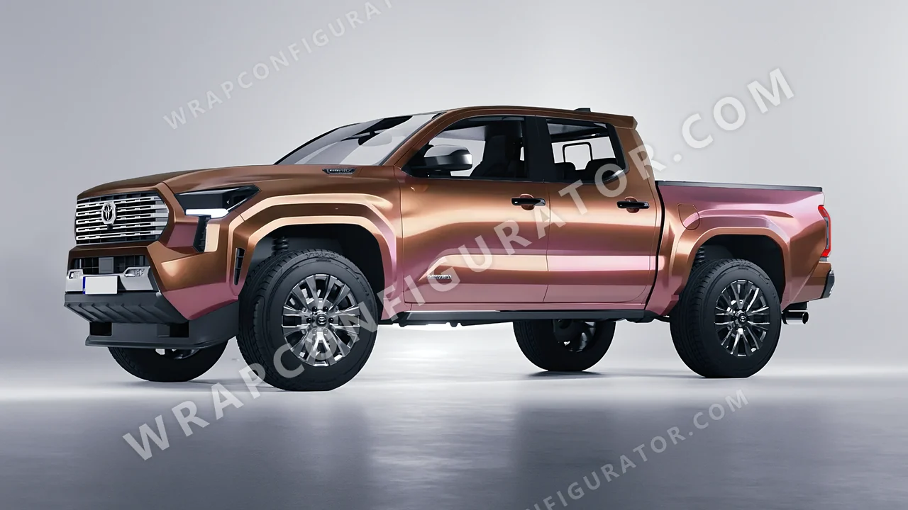 Orange Toyota Tacoma 2024 wrapped in ORACAL Gloss Aubergine Bronze 970RA-990G