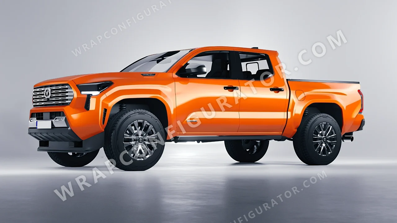 Orange Toyota Tacoma 2024 wrapped in ORACAL Tangerine Dream 970RA-959G