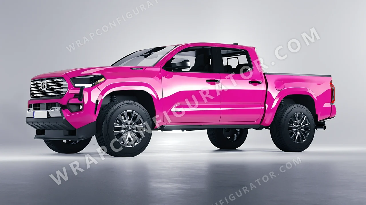Pink Toyota Tacoma 2024 wrapped in 3M Gloss Hot Pink G103
