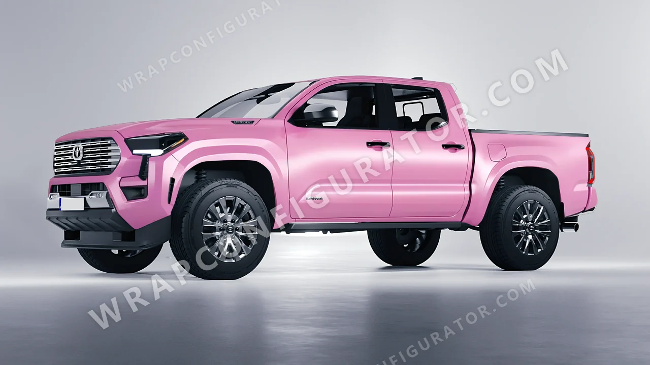 Pink Toyota Tacoma 2024 wrapped in Avery Dennison Bubblegum Pink SW900-514-O
