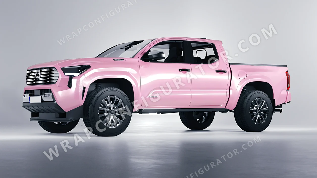 Pink Toyota Tacoma 2024 wrapped in Avery Dennison Gloss Pearl Tutu Pink SW900-523-S