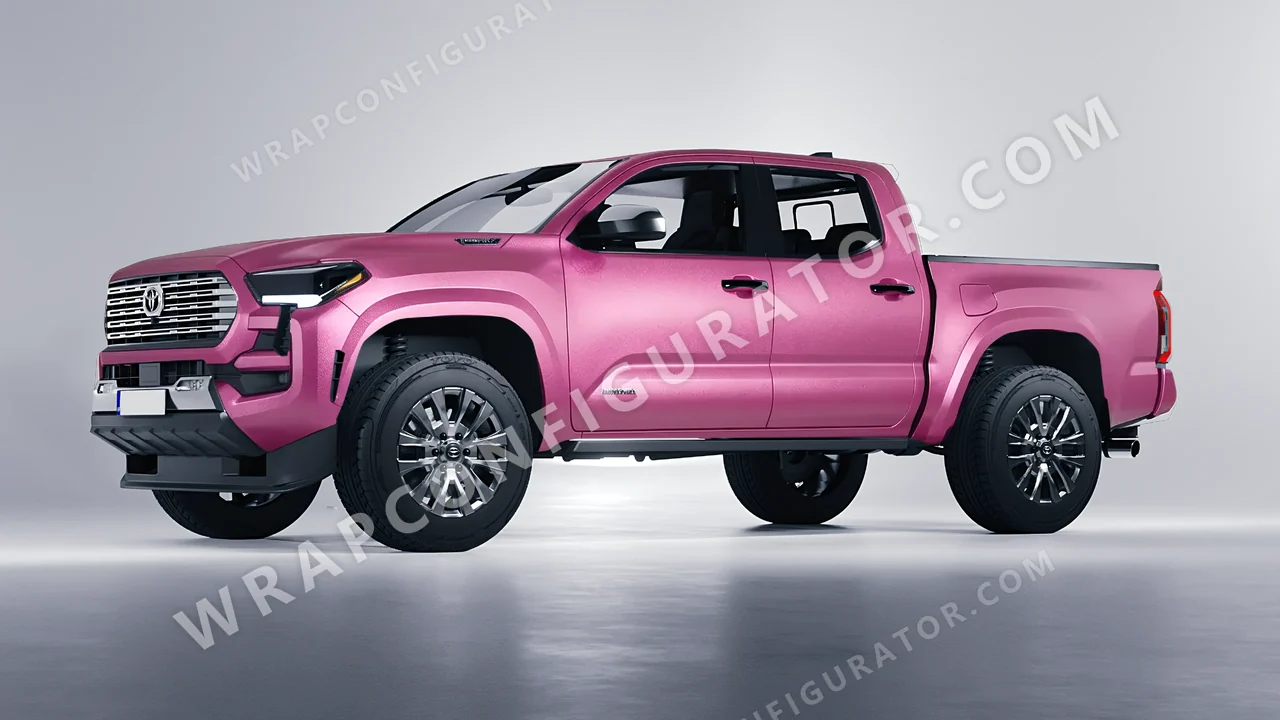 Pink Toyota Tacoma 2024 wrapped in Avery Dennison Pink SW900-520-M