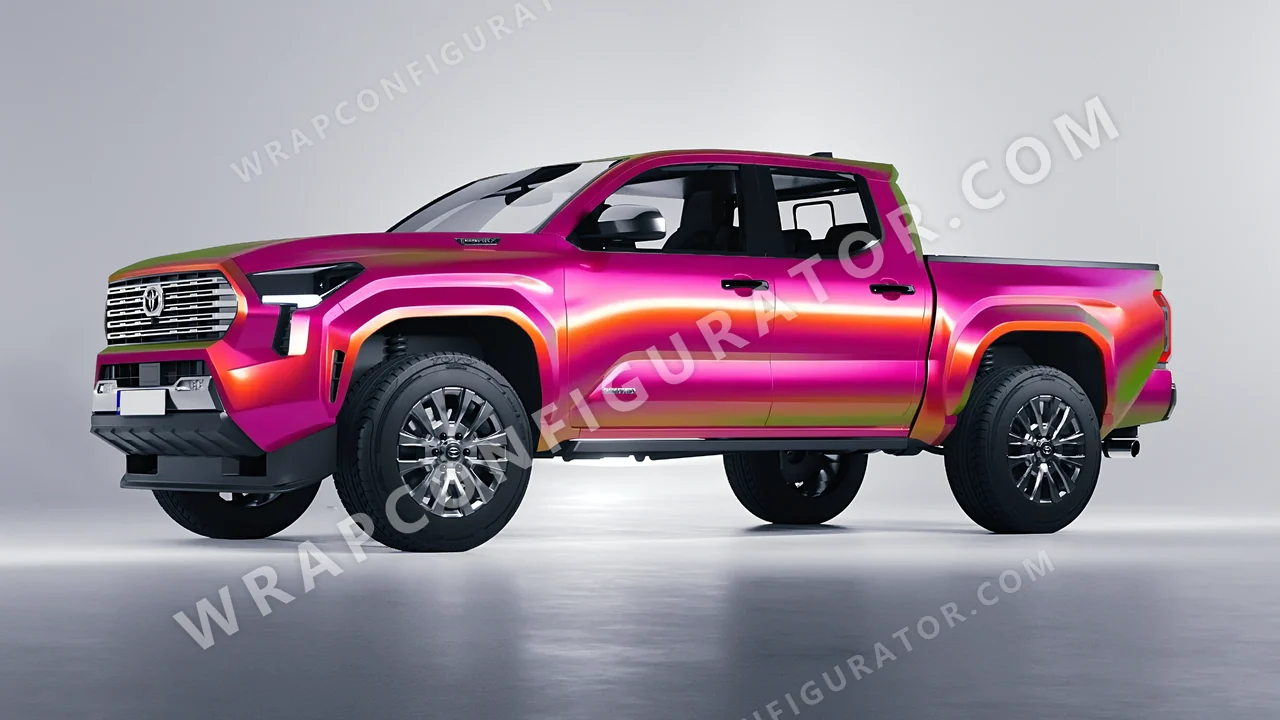 Pink Toyota Tacoma 2024 wrapped in Colourshield PPF by HyperPro Daybreak Pink GB02-P