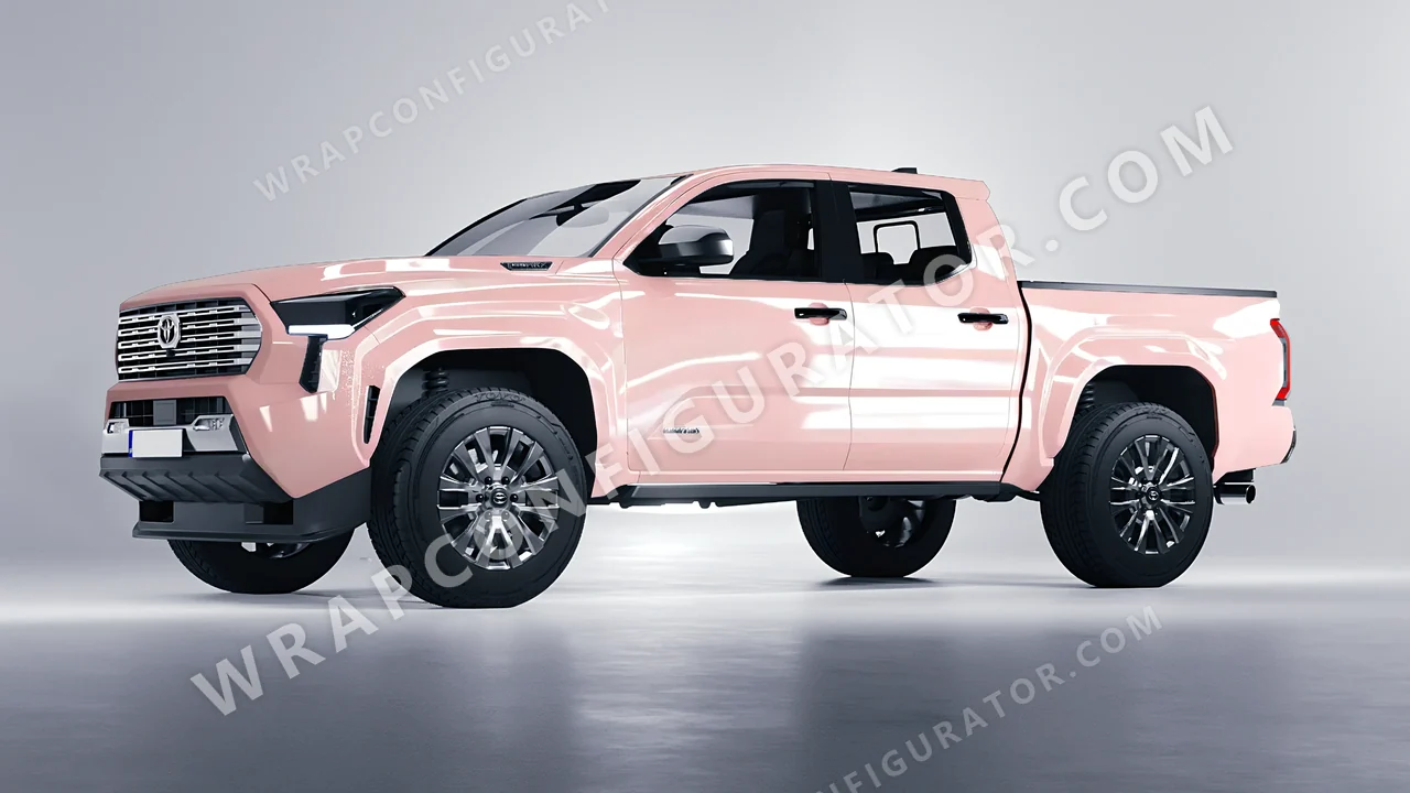 Pink Toyota Tacoma 2024 wrapped in Inozetek Dynamic PPF Dusty Pink DPPF942