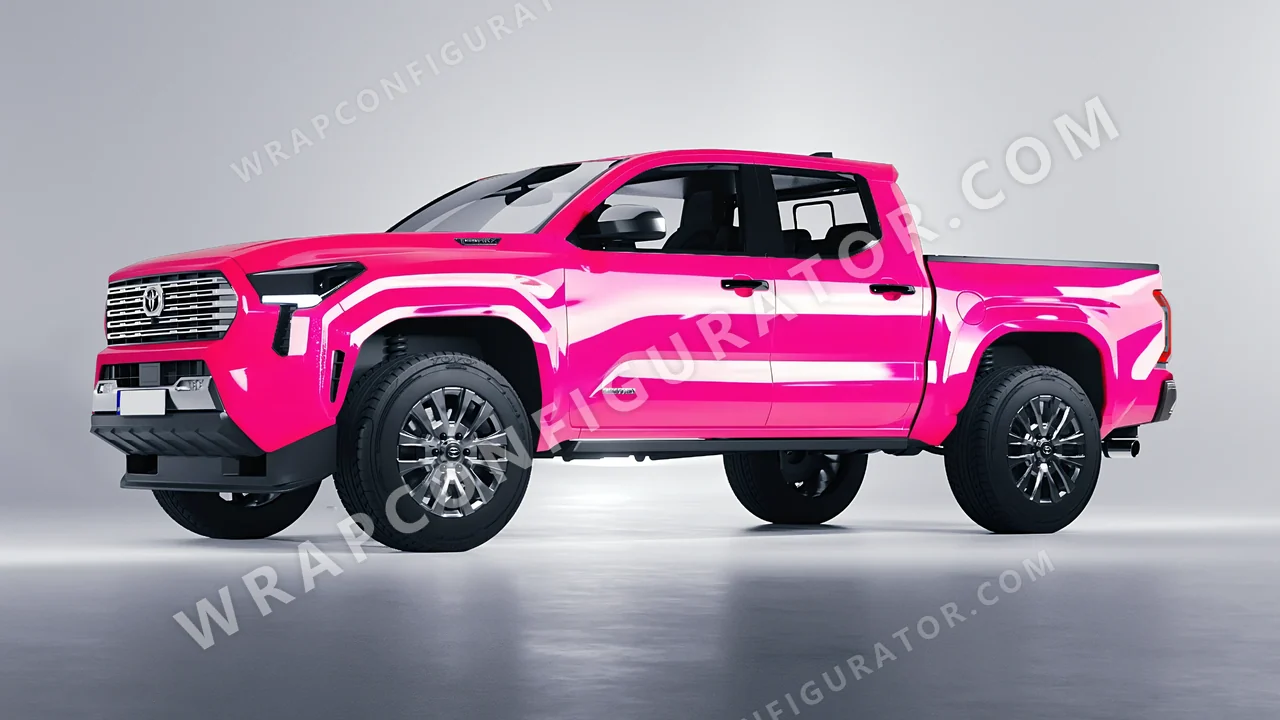 Pink Toyota Tacoma 2024 wrapped in Inozetek Dynamic PPF Hot Pink DPPF941
