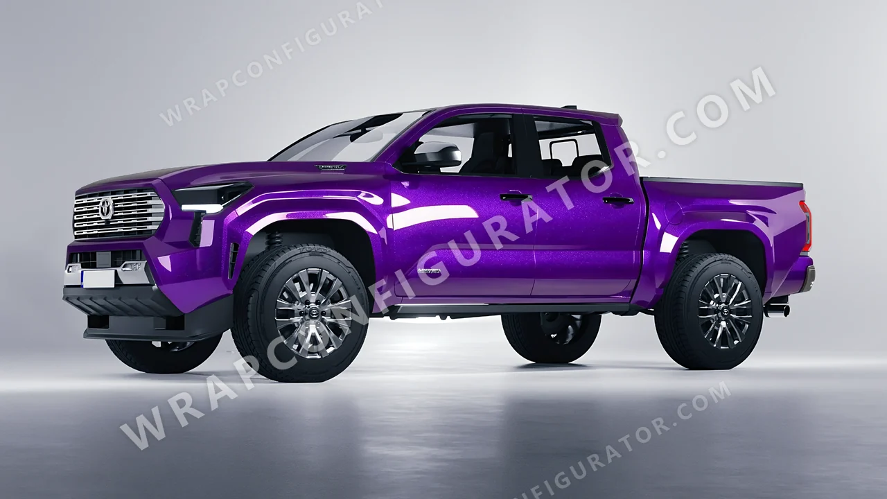 Purple Toyota Tacoma 2024 wrapped in Inozetek Dynamic PPF Midnight Purple DPPF901