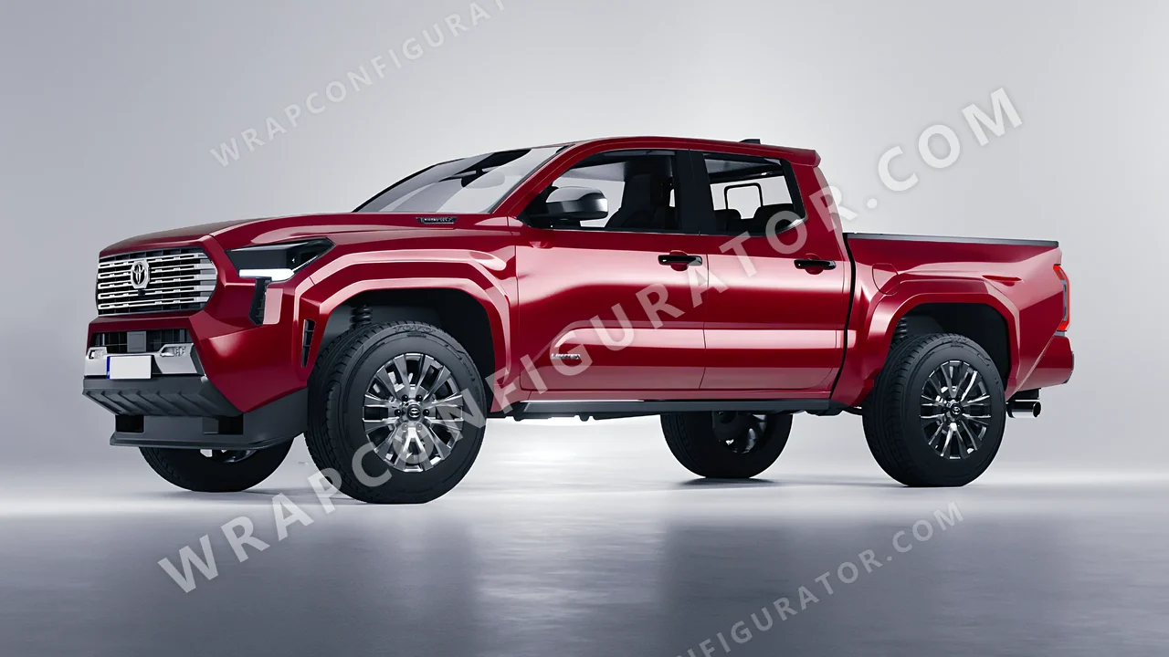 Red Toyota Tacoma 2024 wrapped in 3M Ruby Rosso HG73