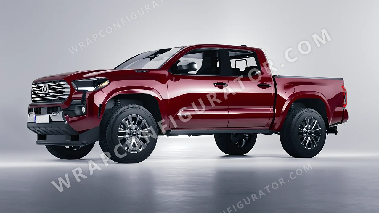 Red Toyota Tacoma 2024 wrapped in Avery Dennison Burgundy SW900-475-O