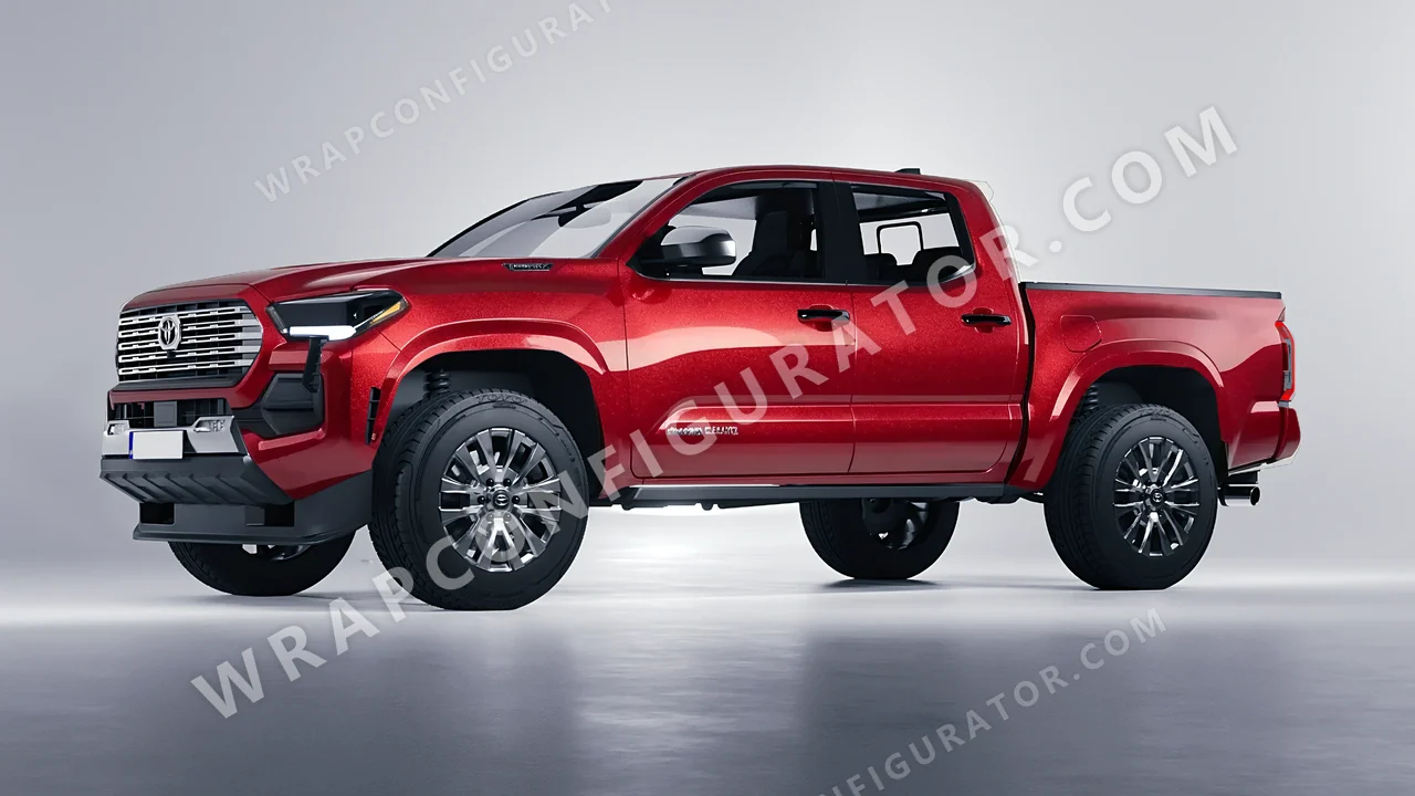 Red Toyota Tacoma 2024 wrapped in Avery Dennison Pure Red SW900-401-M