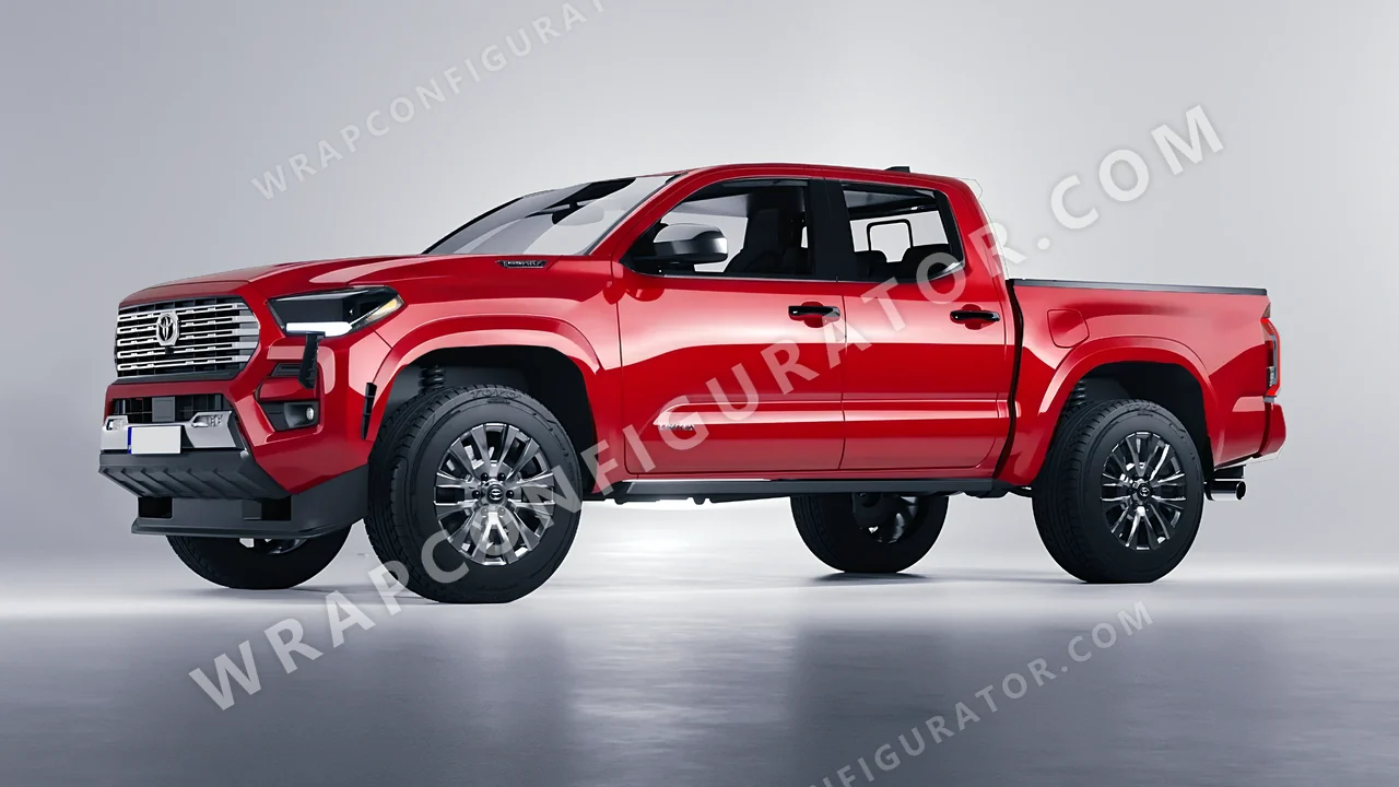 Red Toyota Tacoma 2024 wrapped in Avery Dennison Soft Red SW900-427-O
