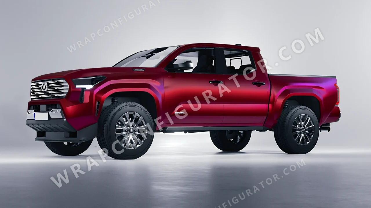 Red Toyota Tacoma 2024 wrapped in Colourshield PPF by HyperPro Ghost Dark Red MSF25-P