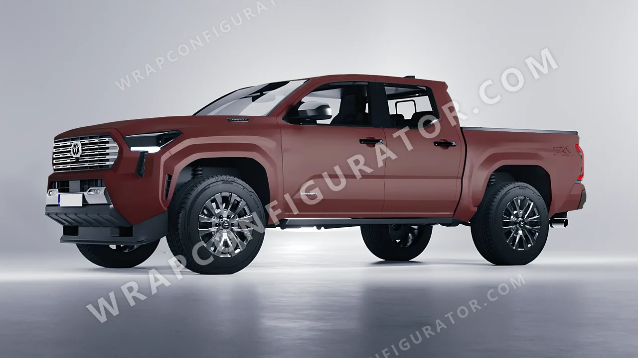 Red Toyota Tacoma 2024 wrapped in KPMF Absolute Matt Mythos Red K75801