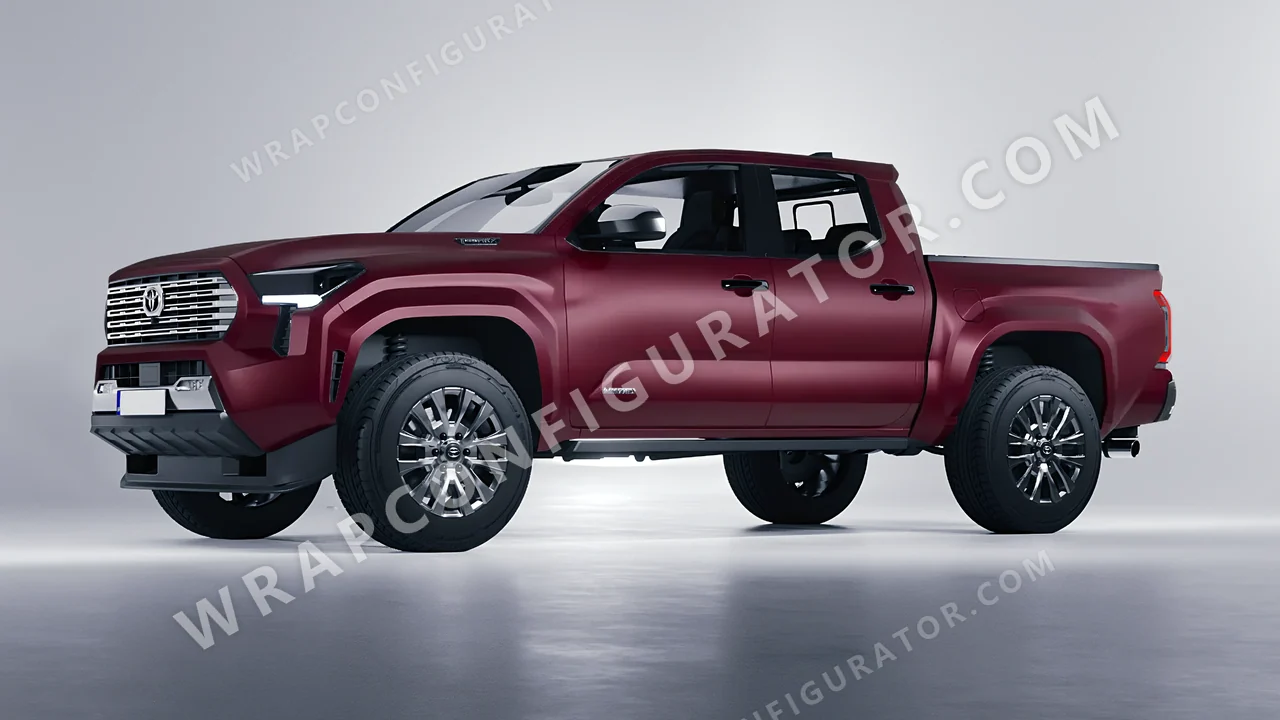 Red Toyota Tacoma 2024 wrapped in KPMF Frozen Ruby Matt K75573